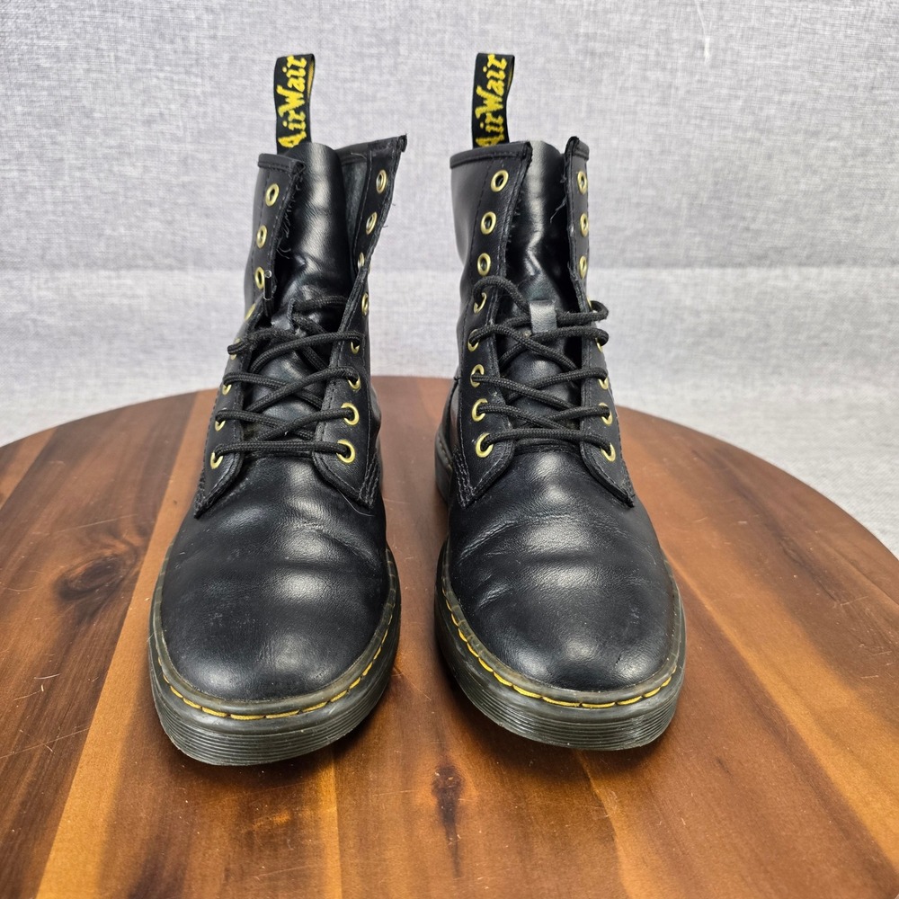 Dr. Martens Zavala Black Leather Combat Boots Gold Eyelets Womens 8 UK 6 EU 39 - Picture 4 of 12
